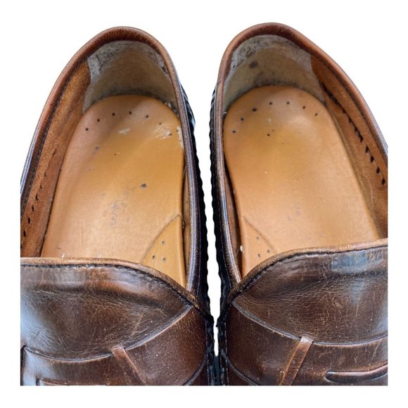 French Shriner Avalon Dress Shoe Mens Size 10 Loafer Slip On Woven Brown Leather - Picture 9 of 14